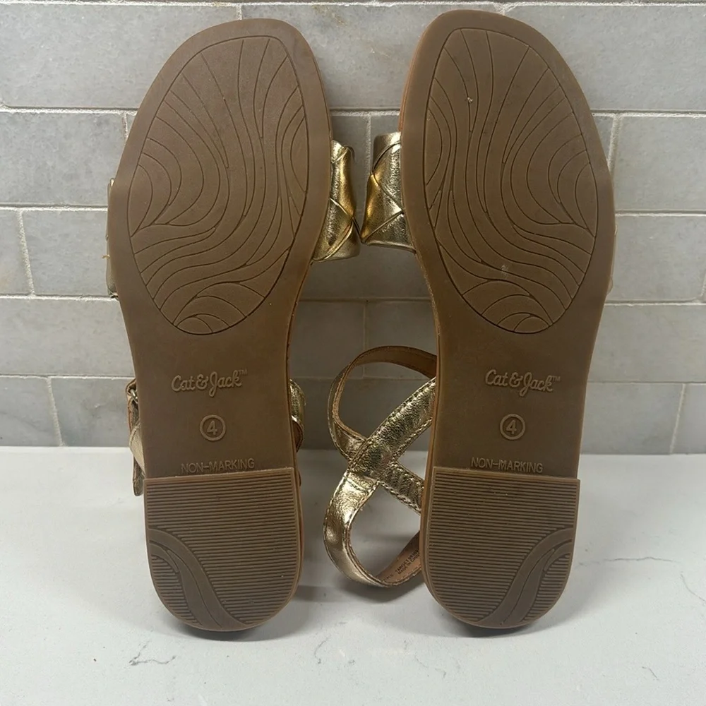 Girls Metallic Gold Braided Sandles, Cat & Jack, Size 4